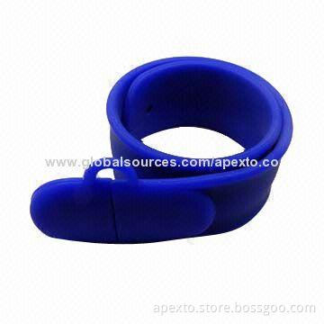 Slap Wristband/Bracelet USB Flash Drive with Logo Printing, Supports Plug-and-play Function